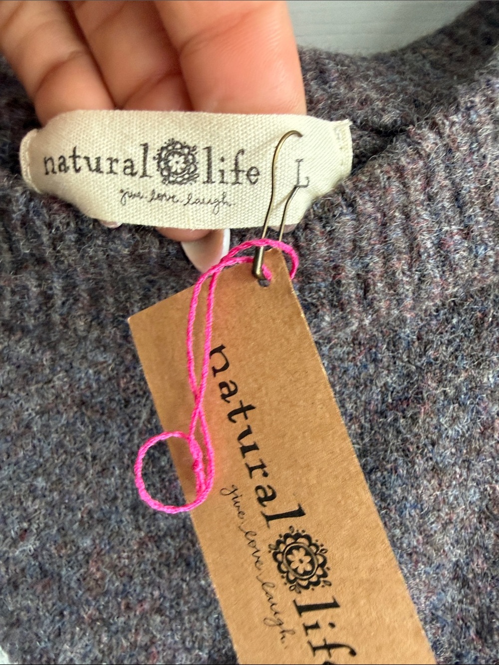 NWT Natural Life boho floral grey wool sweater Large New! - Picture 5 of 5